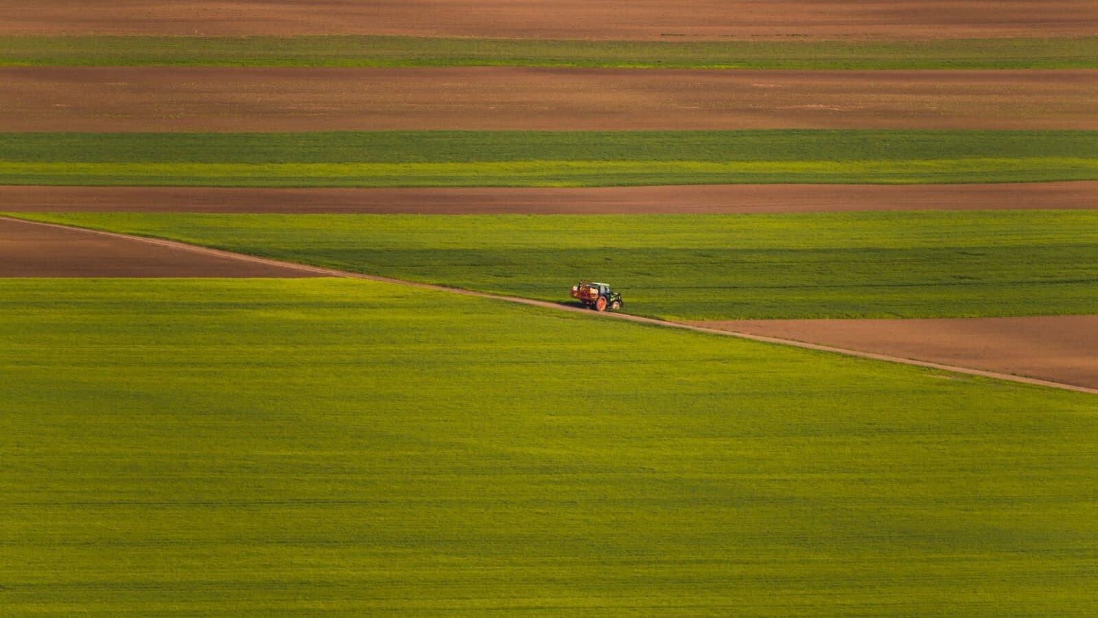 Utilaje agricole lucrând pe un teren cultivat